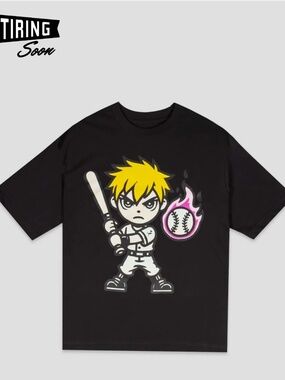 Baseballism Yakyu Anime Energy Blast (Black) PimaTee NWT